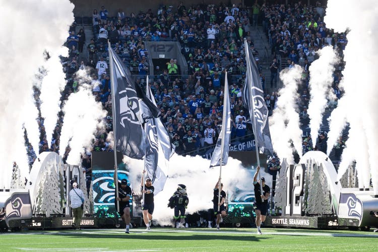 Seattle Seahawks players on the field